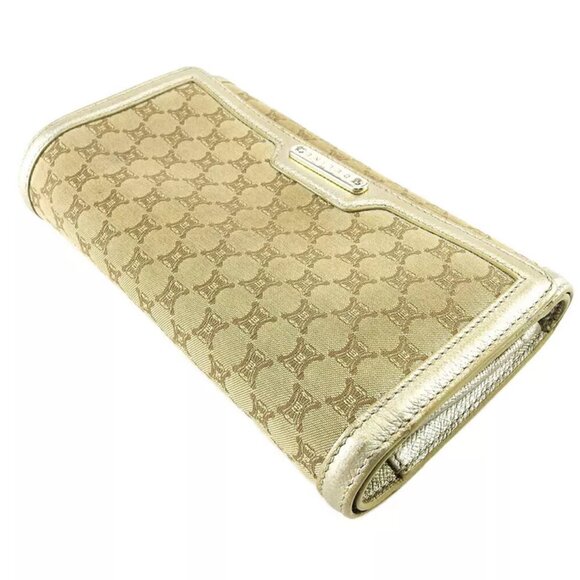 Celine long wallet Macadam Beige Canvas x Leather Authentic USED - Picture 3 of 11